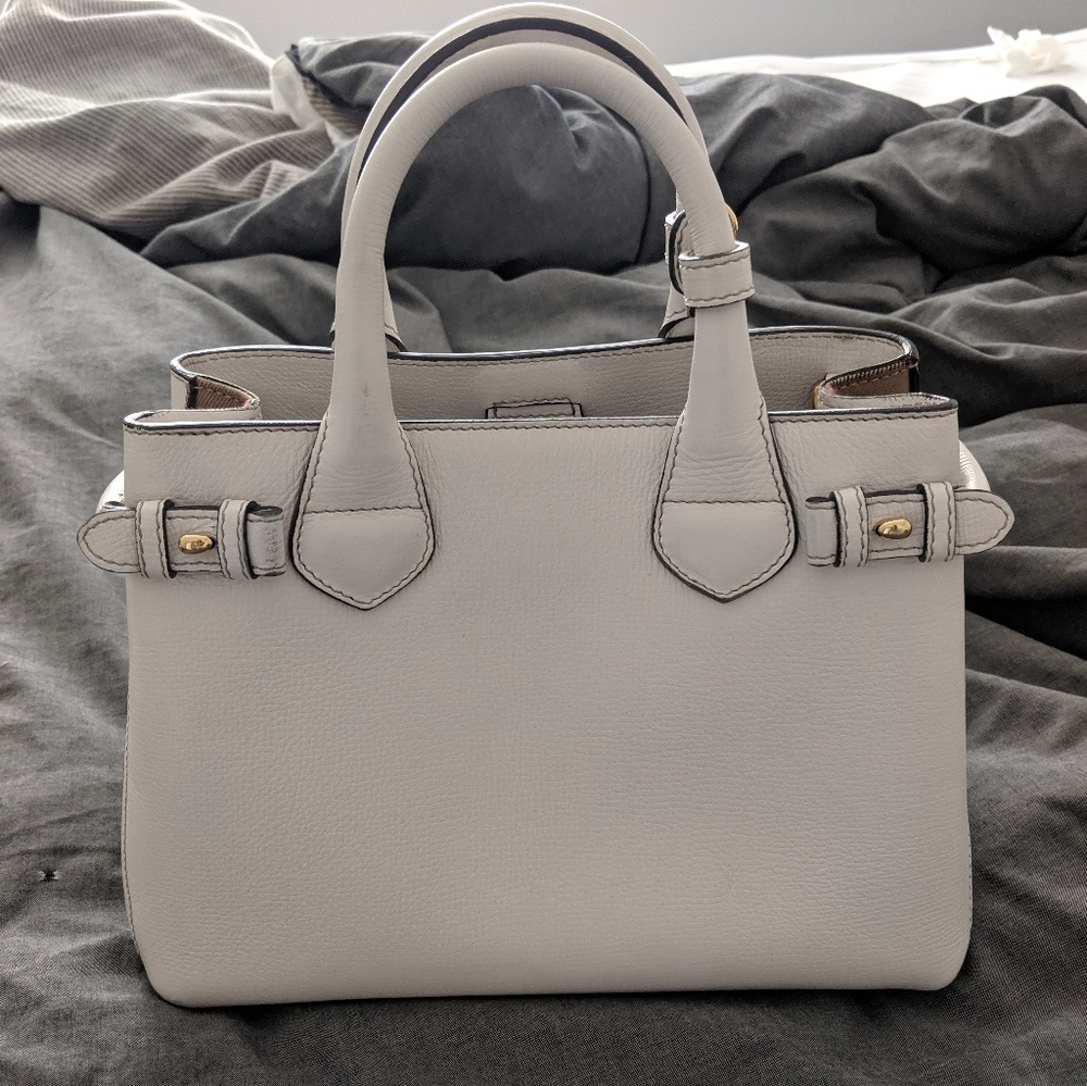 Burberry Banner Small leather & house check Ivory